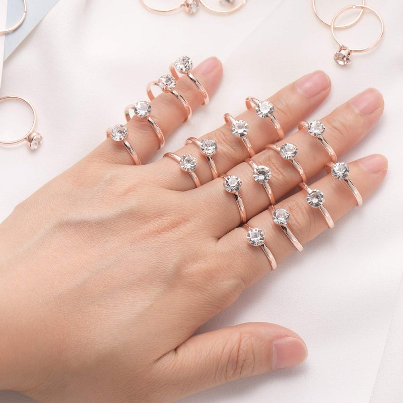 Topoox 40 Pack Rose Gold Diamond Engagement Rings for Bridal Shower Party Game Wedding Table Decorations - Image 3